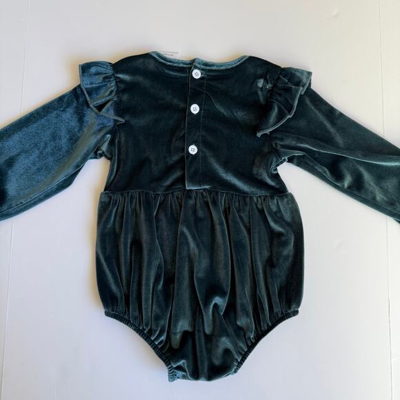 Lily & Max 1st Birthday Baby Girl Green Ruffle Bubble Romper 12-24m - Picture 11 of 12